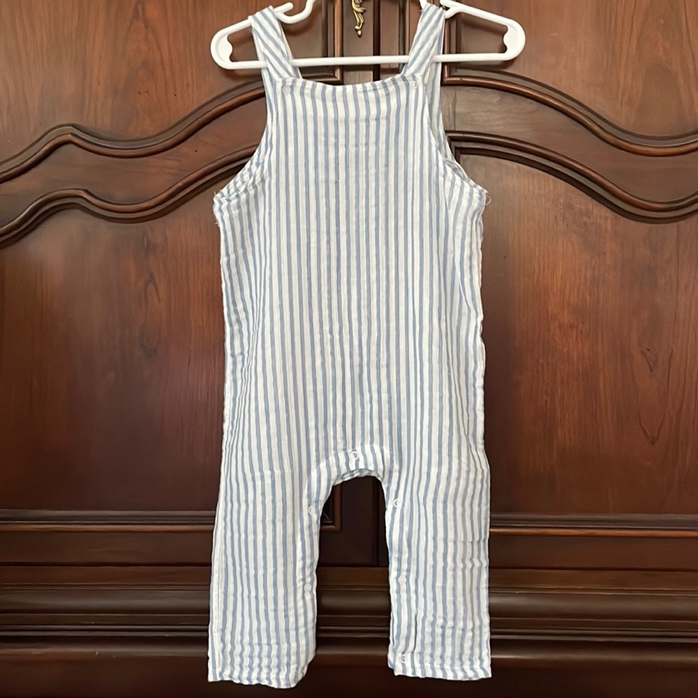 TULLABEE Striped Overall Romper Size 12-18M